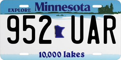 MN license plate 952UAR