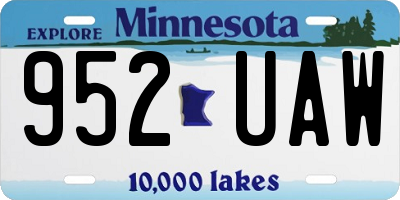 MN license plate 952UAW