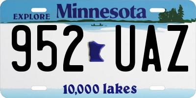 MN license plate 952UAZ