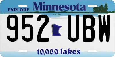 MN license plate 952UBW