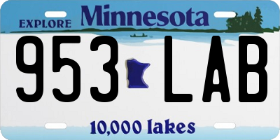 MN license plate 953LAB