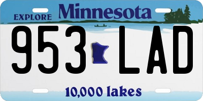 MN license plate 953LAD