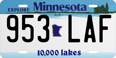 MN license plate 953LAF