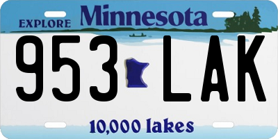 MN license plate 953LAK