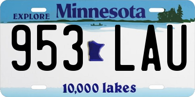 MN license plate 953LAU