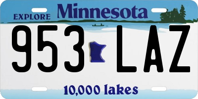 MN license plate 953LAZ