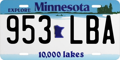 MN license plate 953LBA