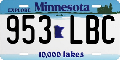 MN license plate 953LBC