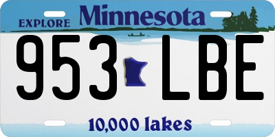 MN license plate 953LBE