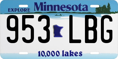 MN license plate 953LBG