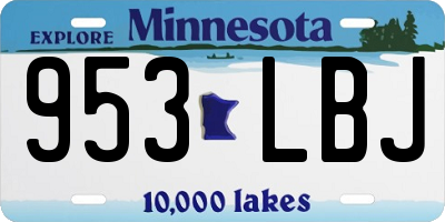 MN license plate 953LBJ