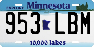 MN license plate 953LBM