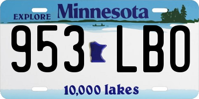 MN license plate 953LBO