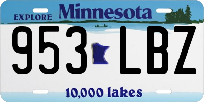 MN license plate 953LBZ