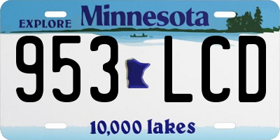 MN license plate 953LCD