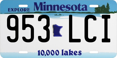 MN license plate 953LCI