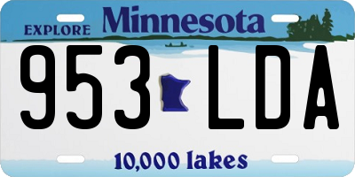 MN license plate 953LDA