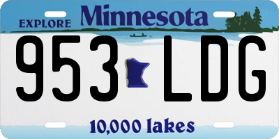 MN license plate 953LDG
