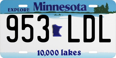MN license plate 953LDL