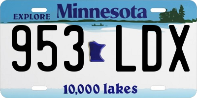 MN license plate 953LDX