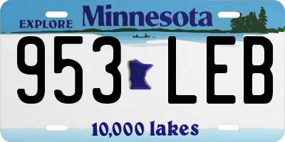 MN license plate 953LEB