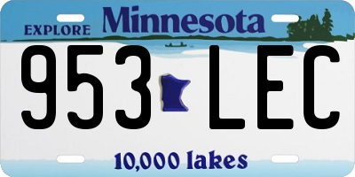 MN license plate 953LEC