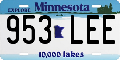 MN license plate 953LEE