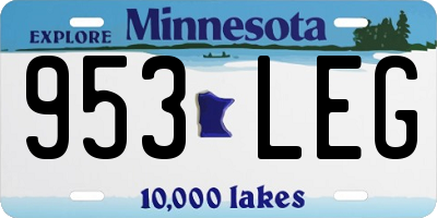 MN license plate 953LEG