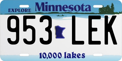 MN license plate 953LEK
