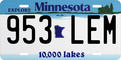 MN license plate 953LEM