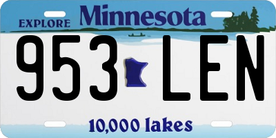MN license plate 953LEN