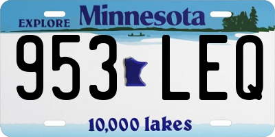 MN license plate 953LEQ