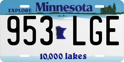 MN license plate 953LGE