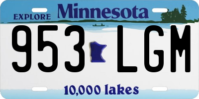 MN license plate 953LGM