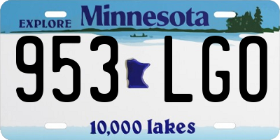 MN license plate 953LGO
