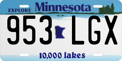 MN license plate 953LGX