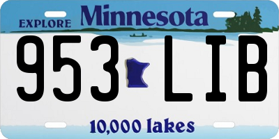 MN license plate 953LIB