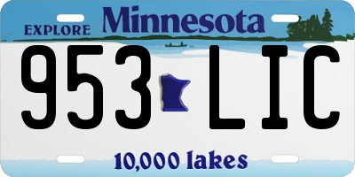 MN license plate 953LIC