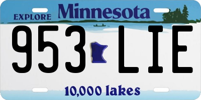 MN license plate 953LIE