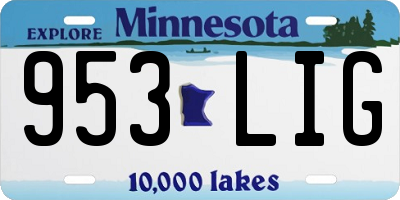 MN license plate 953LIG