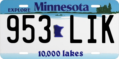 MN license plate 953LIK