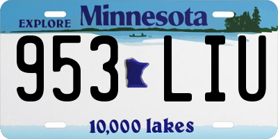 MN license plate 953LIU
