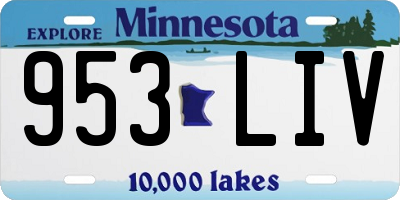 MN license plate 953LIV