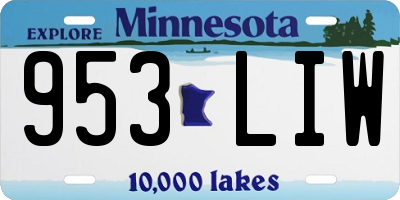 MN license plate 953LIW