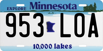 MN license plate 953LOA