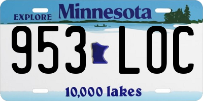 MN license plate 953LOC
