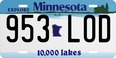 MN license plate 953LOD