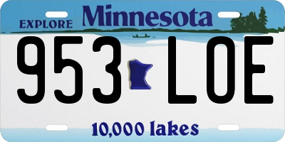 MN license plate 953LOE
