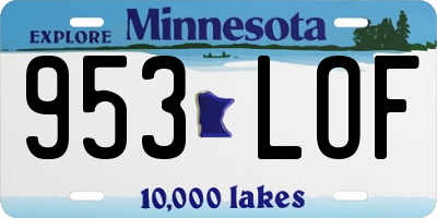 MN license plate 953LOF