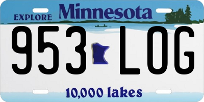 MN license plate 953LOG